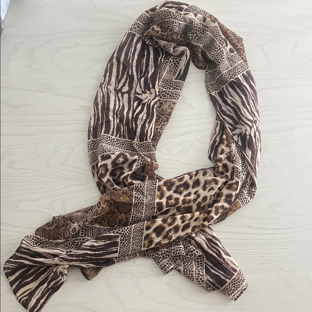 Natasha couture Thin Sheer Animal Print scarf
